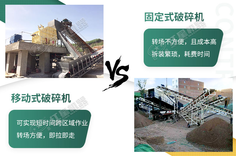 流動(dòng)粉碎石機(jī)，可以隨時(shí)轉(zhuǎn)場(chǎng)停車生產(chǎn)的破碎生產(chǎn)線